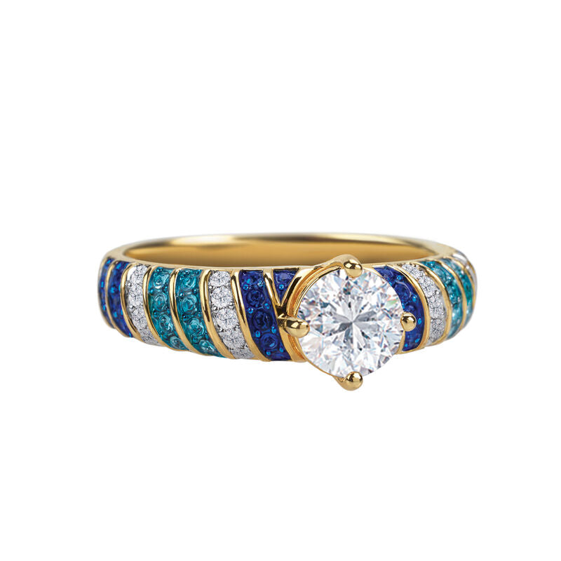 Anillo Personalizado Remolino Ola Azul