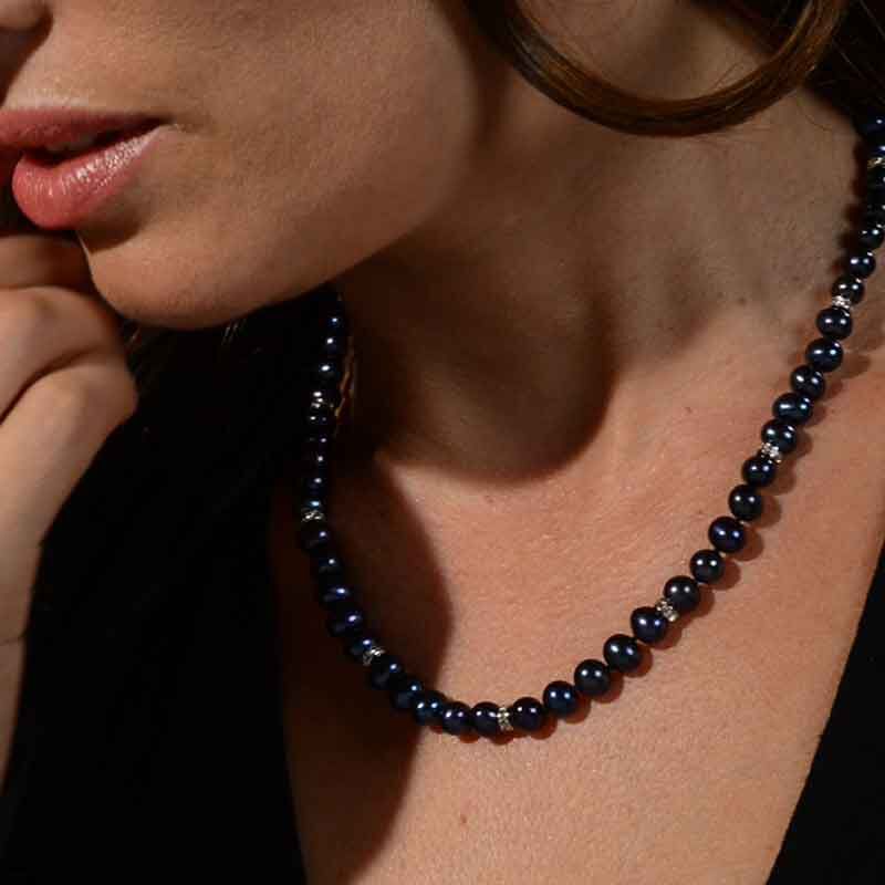 Collar de perlas negras Hechizo de medianoche con pendientes a juego GRATIS
