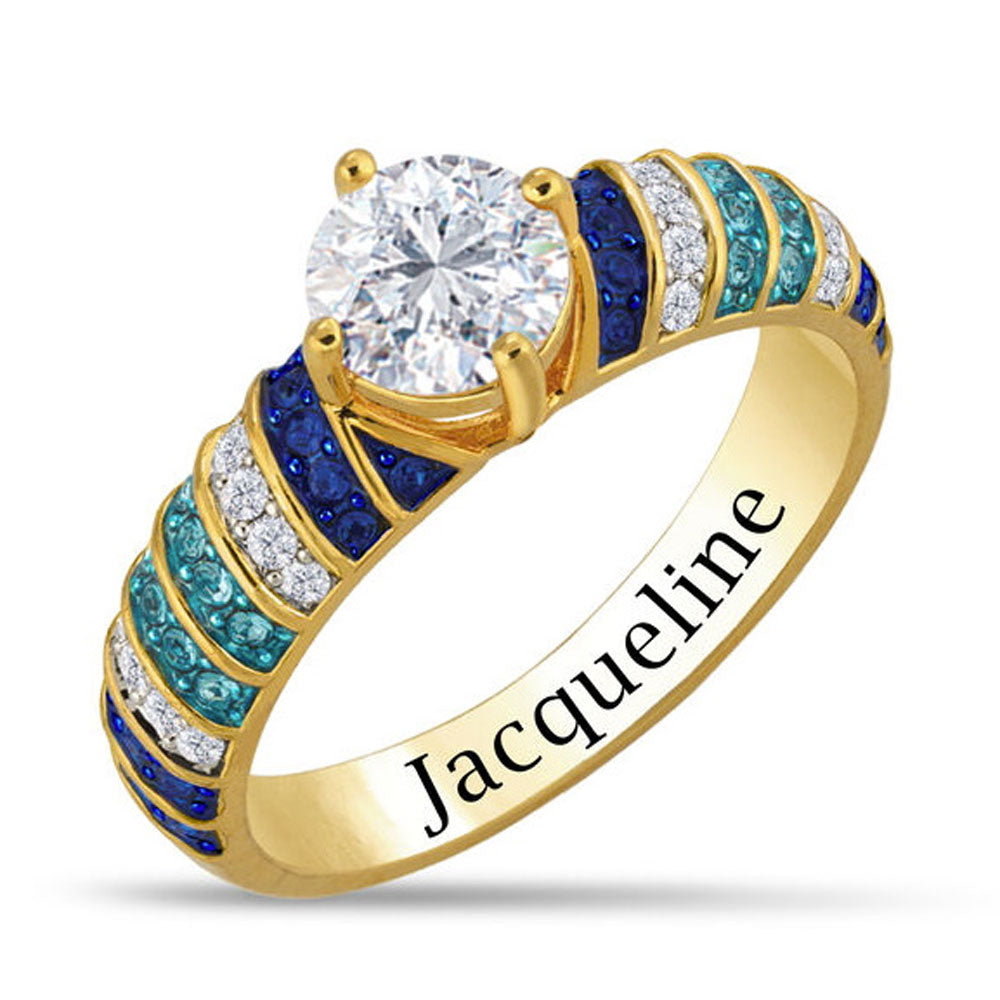 Anillo Personalizado Remolino Ola Azul