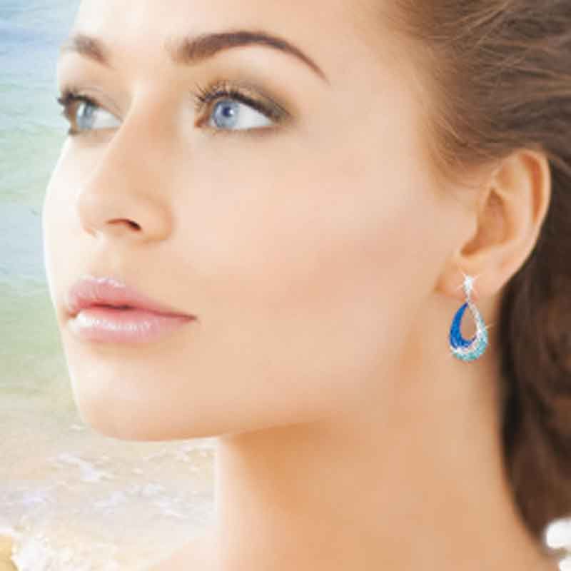 Pendientes de cristal onda azul