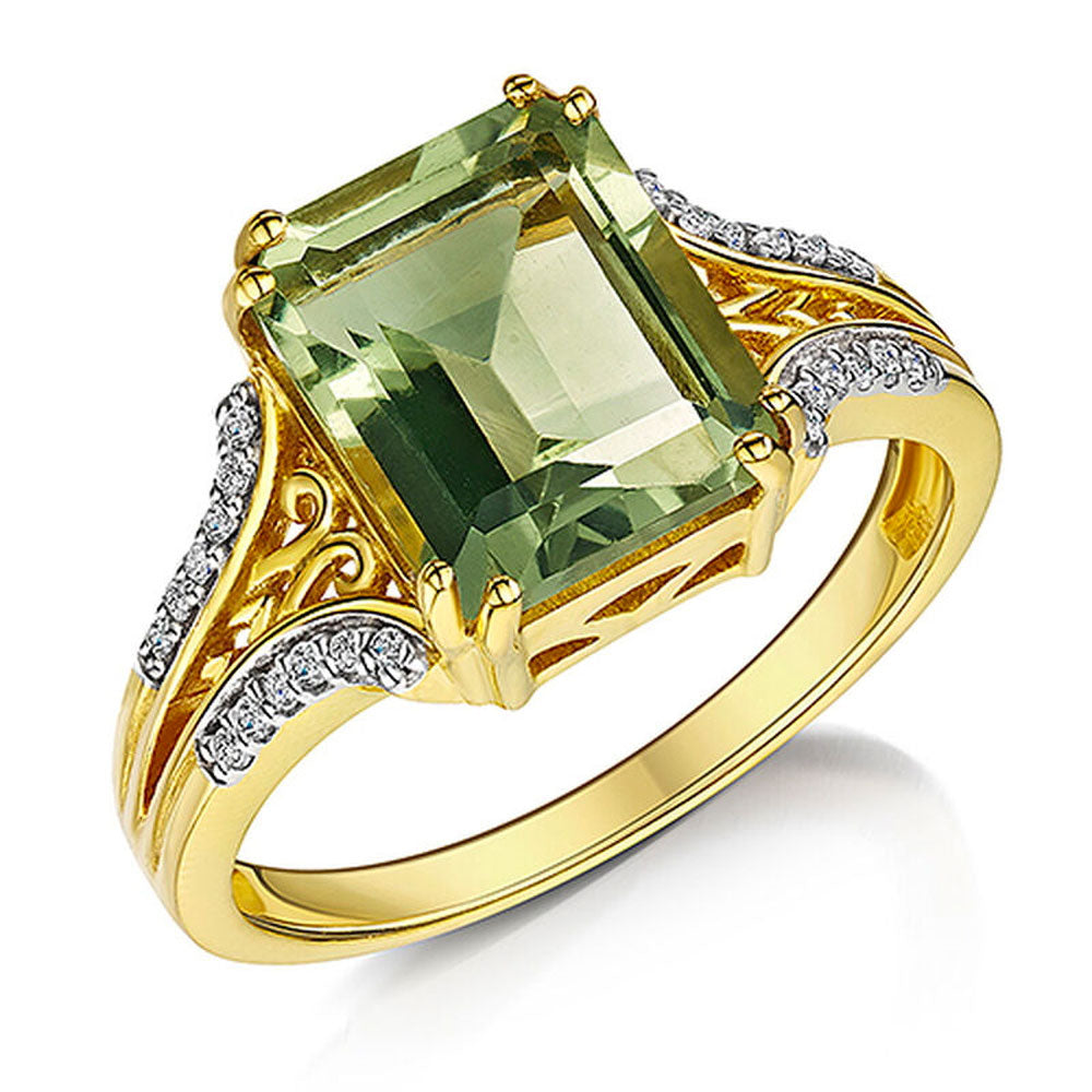 Anillo de amatista verde