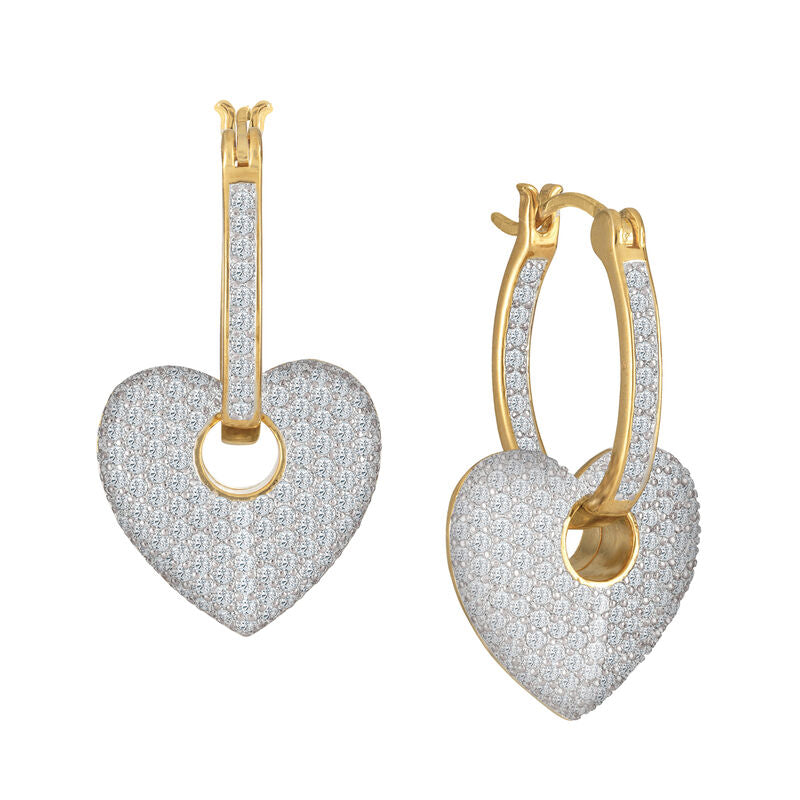 Pendientes de aro Inside-Out Sparkling Hearts